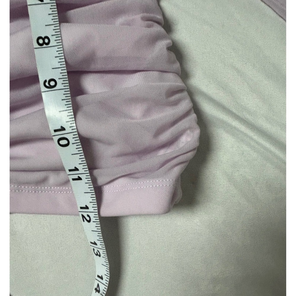 NWT Fashion Nova Your Eyes On Me Top Lavender Ruched Mesh Balloon Sleeve Crop L - Picture 14 of 14